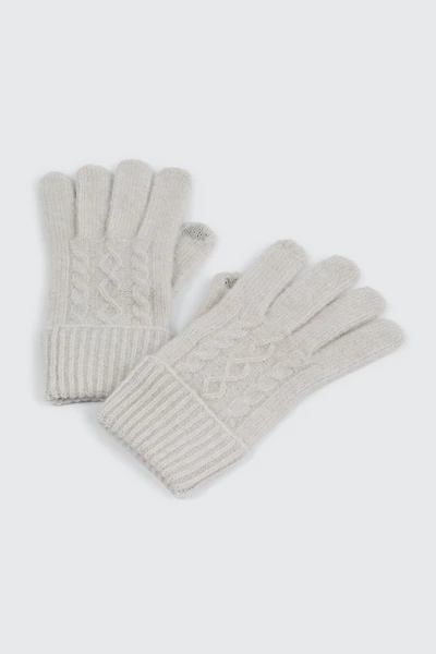 Ardene Cable Knit Touch Screen Gloves in Off-White | Polyester/Spandex