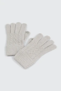 Ardene Cable Knit Touch Screen Gloves in Off-White | Polyester/Spandex