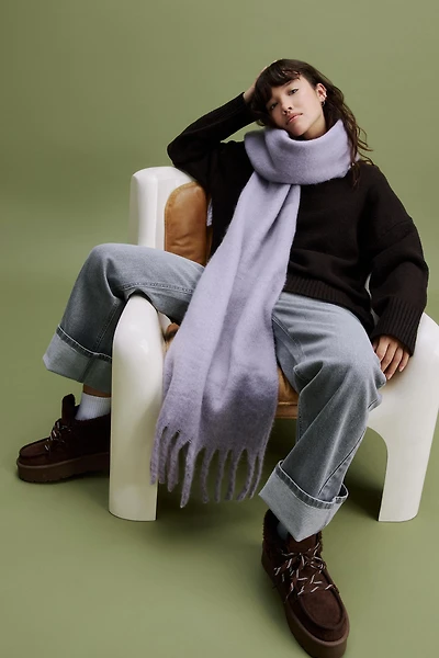 Ardene Rectangular Scarf with Fringes in Lilac | Polyester
