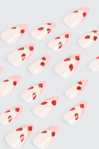 Ardene 20-Pack Strawberry Fake Nails in Light Pink