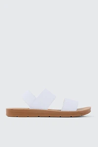 Ardene Elastic Strap Flat Sandals in White | Size 10