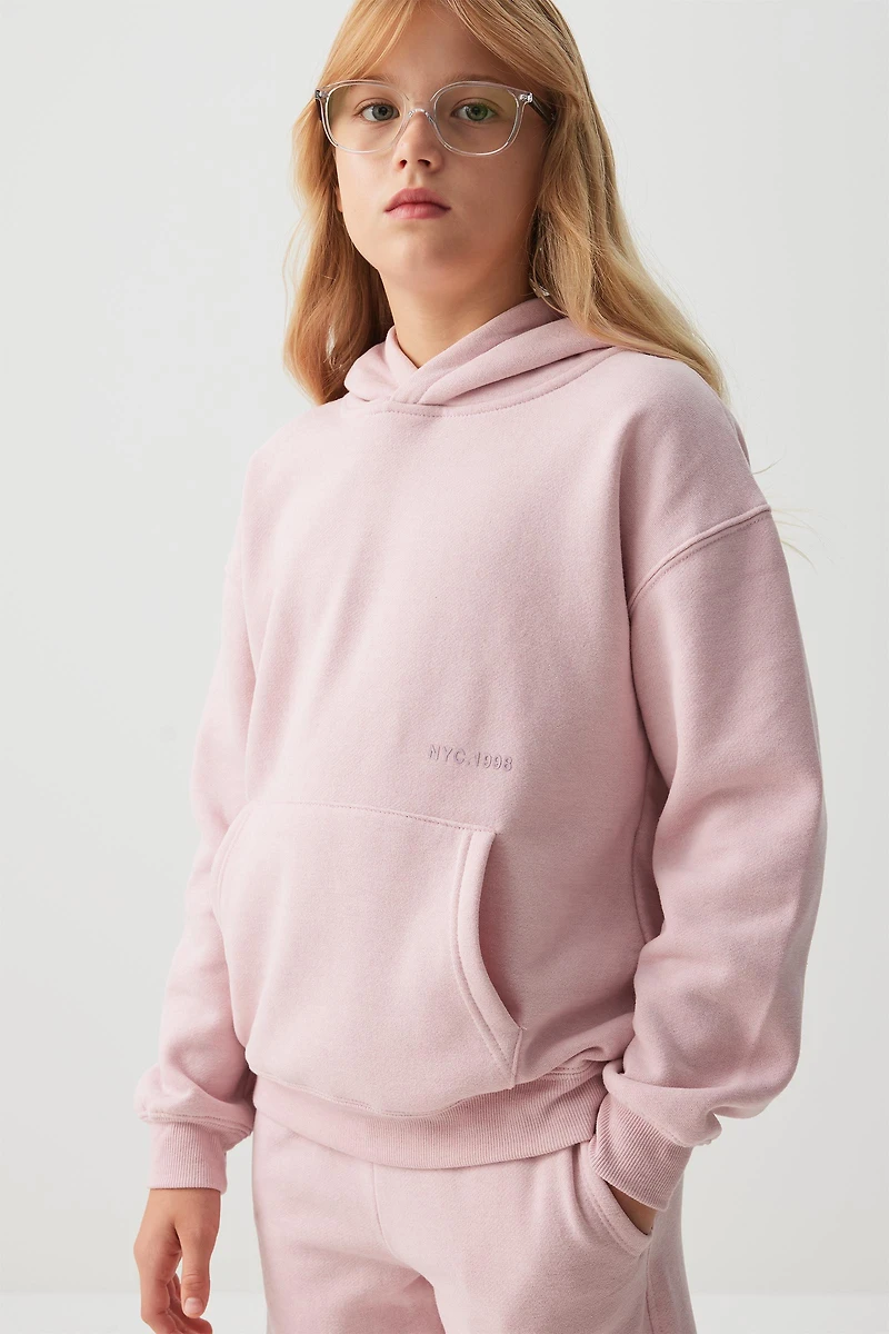 Ardene Kids Solid Hoodie in Light Pink | Size | Polyester/Cotton | Fleece-Lined