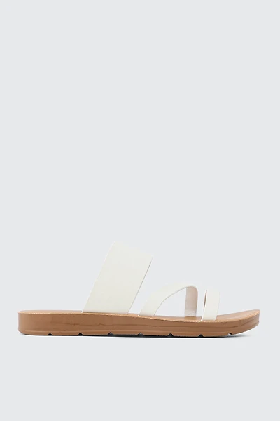 Ardene Strappy Flat Sandals in White | Size | Eco-Conscious
