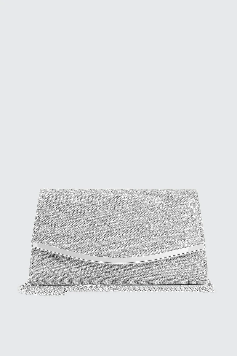 Ardene Enveloppe Clutch in Silver | Faux Leather/Polyester