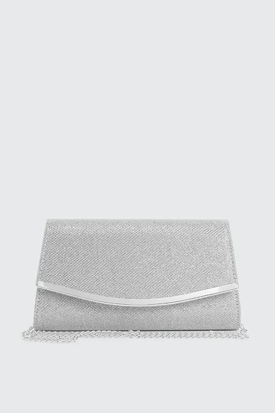 Ardene Enveloppe Clutch in Silver | Faux Leather/Polyester