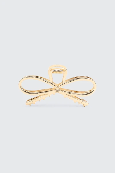 Ardene Bow Hair Claw in Gold