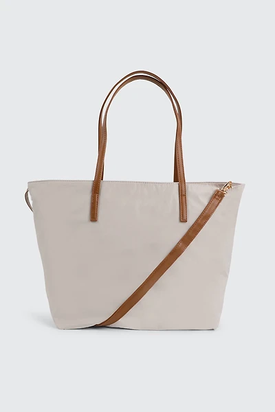 Ardene Nylon Tote Bag in Beige | Faux Leather/Polyester | Eco-Conscious