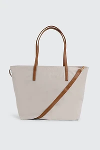 Ardene Nylon Tote Bag in Beige | Faux Leather/Polyester | Eco-Conscious