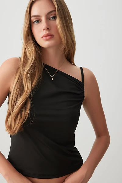 Ardene One-Shoulder Asymmetrical Tank Top in | Size | Polyester/Spandex