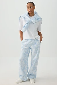 Pantalon à jambe large en molleton camouflage bleu