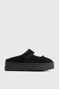 Ardene Faux Sheepskin Mary Janes in Black | Size | Faux Suede