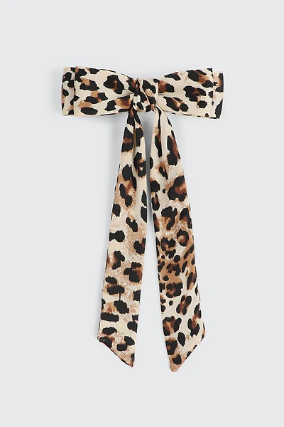 Ardene Satin Bow Barrette in Brown | Polyester/Elastane