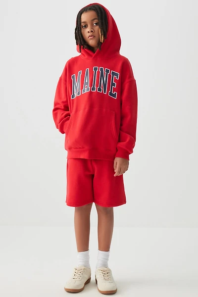 Ardene Kids Bermuda Sweatshorts in Red | Size | Polyester/Cotton | Fleece-Lined