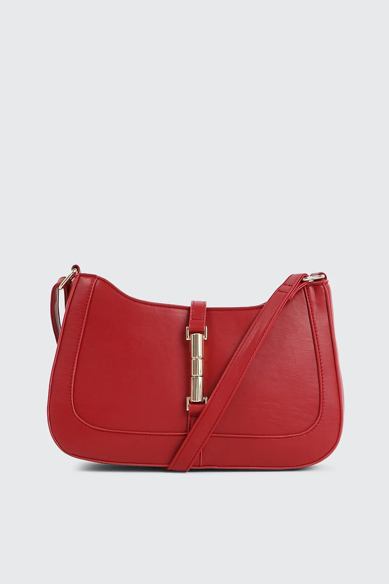 Ardene Baguette Bag with Gold Toned Lock Clasp in | Faux Leather/Polyester