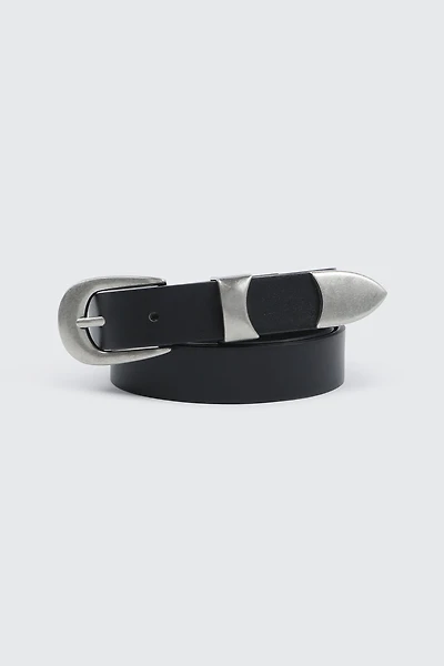 Ardene Woven Oval Buckle Belt in Black | Size Small | Faux Leather