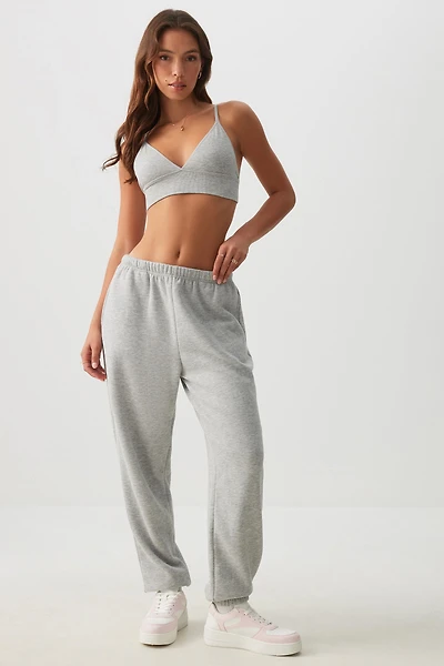 Ardene MADESOFT Fleece Baggy Sweatpants in Cobblestone Grey | Size | Polyester/Cotton | Eco-Conscious