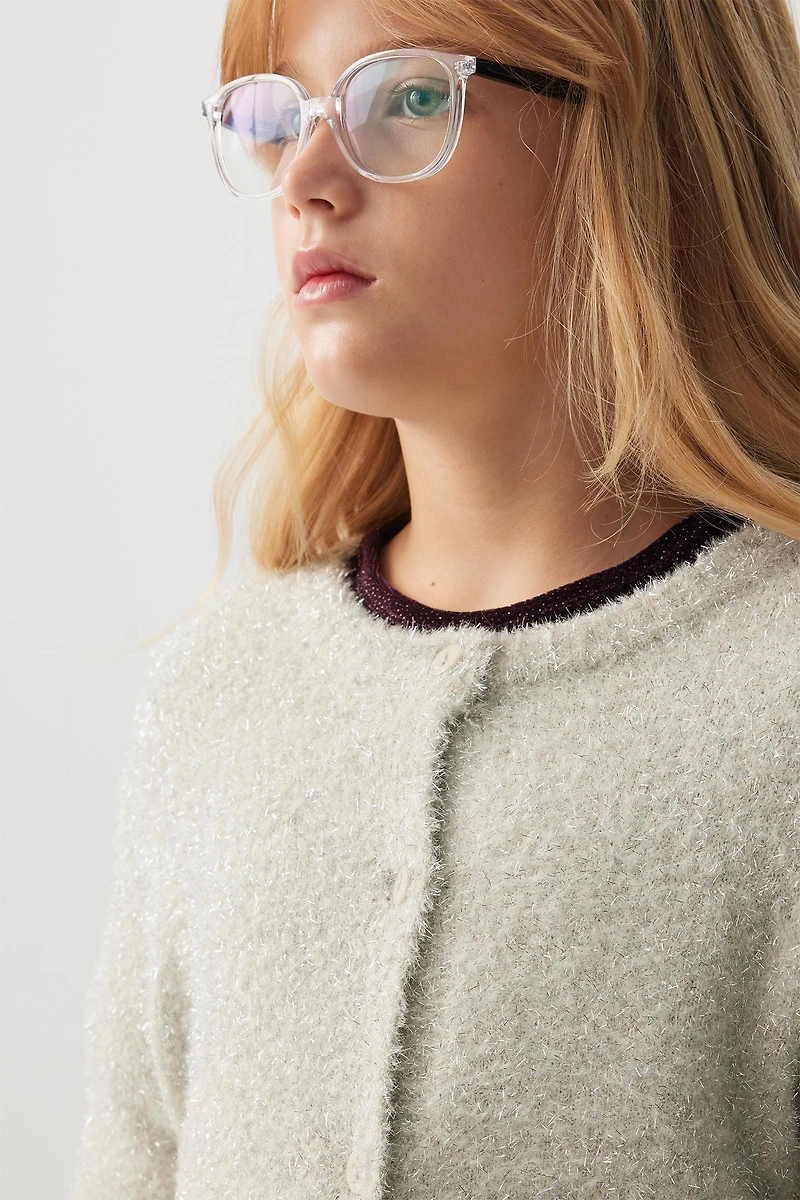 Cardigan pelucheux scintillant