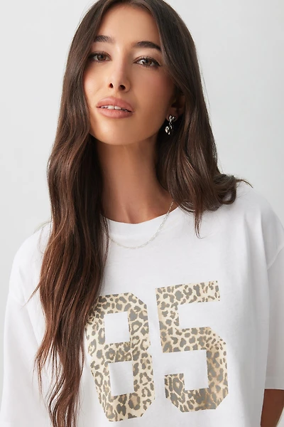 Ardene Boxy Graphic T-Shirt in White | Size Small | 100% Cotton