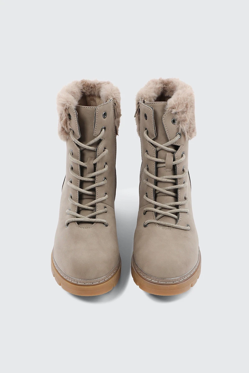 Bottes doublées à bordure en fausse fourrure