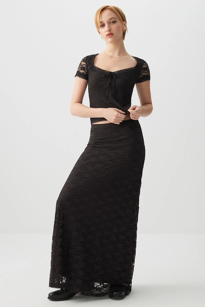 Ardene Maxi Lace Skirt in | Size | Polyester/Elastane