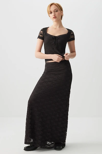 Ardene Maxi Lace Skirt in | Size | Polyester/Elastane