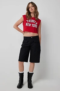 Haut sport ultracourt en maille filet