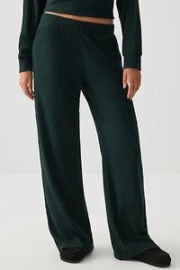 Pantalon à jambe large en tricot brossé