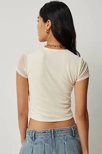 T-shirt en maille filet à fronces latérales