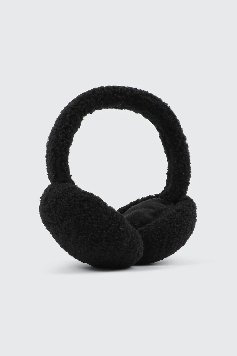 Ardene Sherpa Earmuffs in Black | Polyester
