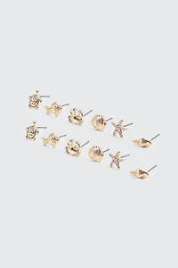 Ardene 9-Pack Nautical Earrings in Gold | Stainless Steel | Eco-Conscious