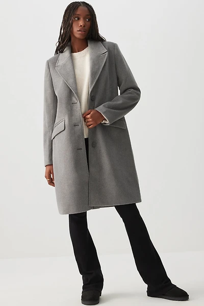 Ardene Three-Button Brushed Felt Coat in Dark Grey | Size | Polyester