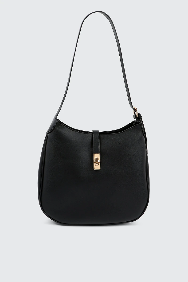 Ardene Faux Leather Saddlebag in Black