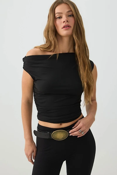Ardene Asymmetrical Top in Black | Size | Polyester/Elastane