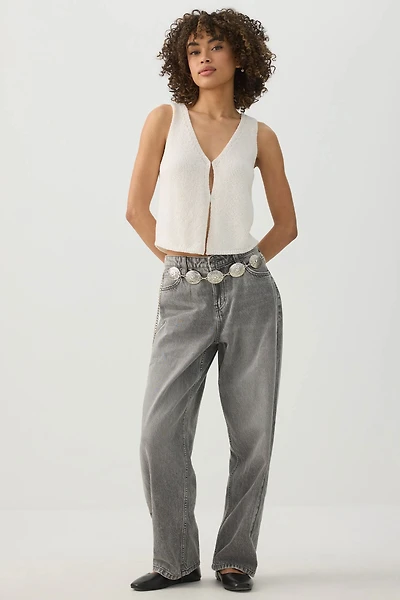 Ardene Short Sweater Vest in Off-White | Size | Polyester