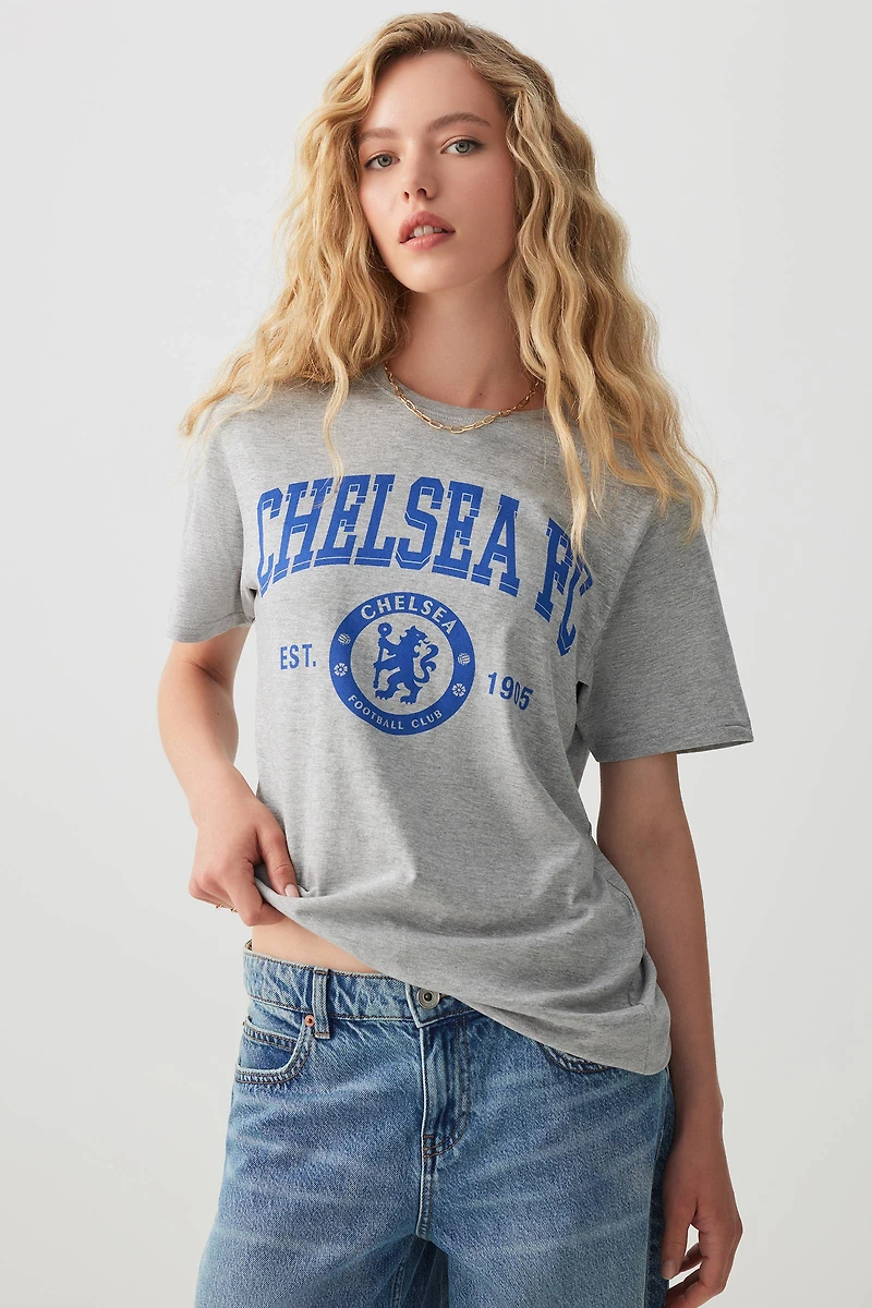 Ardene Oversized Chelsea F.C. T-Shirt in Grey | Size | 100% Cotton
