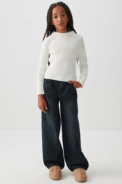 Ardene Kids Wide Leg Jeans in Dark Blue | Size | 100% Cotton