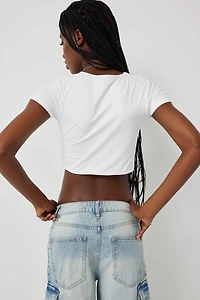 T-shirt court col rond et manches courtes Contour