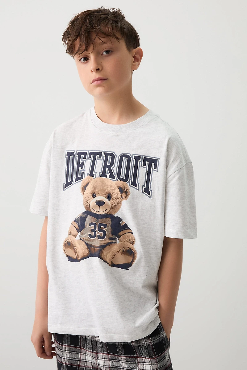 Ardene Kids Oversized Graphic T-Shirt in Light Grey | Size | 100% Cotton