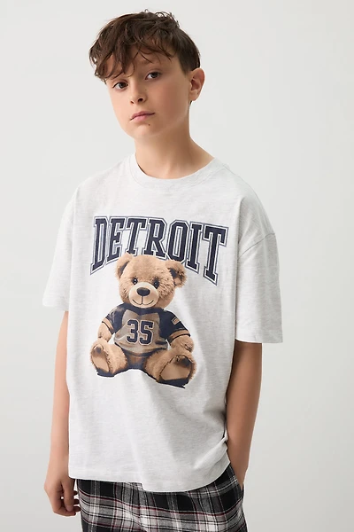 Ardene Kids Oversized Graphic T-Shirt in Light Grey | Size | 100% Cotton