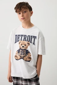 Ardene Kids Oversized Graphic T-Shirt in Light Grey | Size | 100% Cotton