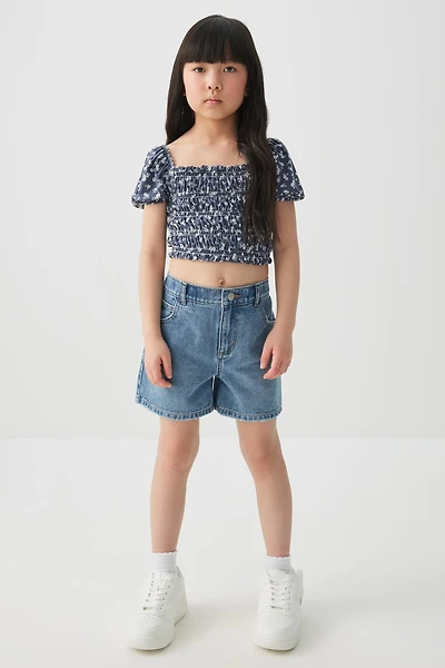 Ardene Kids Denim Midi Shorts in Medium Blue | Size | Polyester/Rayon/Cotton