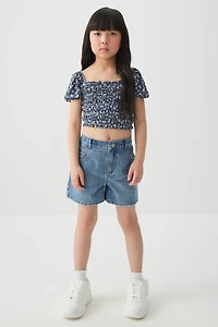 Ardene Kids Denim Midi Shorts in Medium Blue | Size | Polyester/Rayon/Cotton