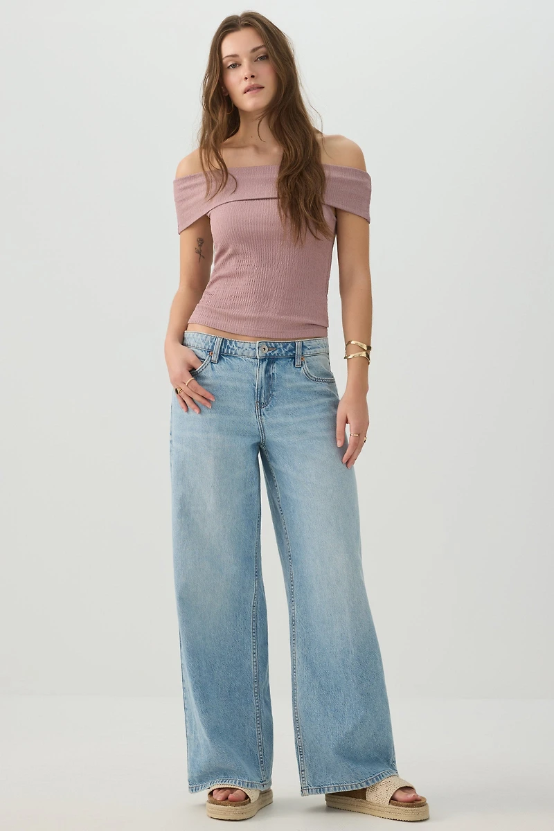 Haut court en maille texturée