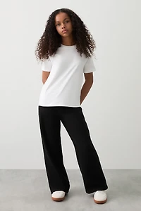 Ardene Kids Wide Leg Sweatpants in Black | Size | Polyester/Cotton | Fleece-Lined