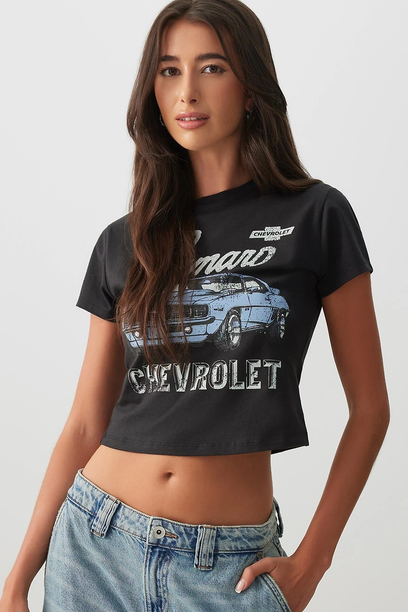 Ardene Camaro Baby T-Shirt in Black | Size | Polyester/Cotton