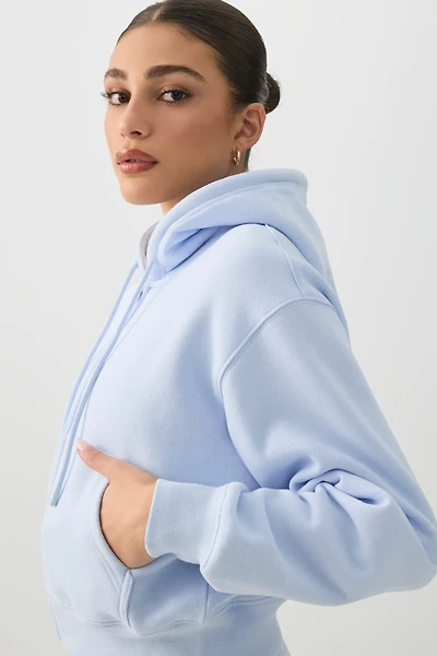 Ardene MADESOFT Fleece Short Zip Up Hoodie in Ice | Size | Polyester/Cotton | Eco-Conscious