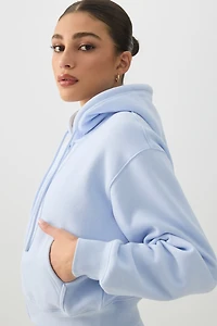 Ardene MADESOFT Fleece Short Zip Up Hoodie in Ice | Size | Polyester/Cotton | Eco-Conscious