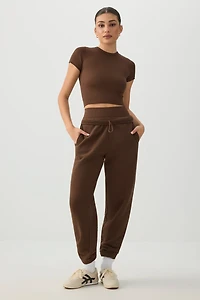 Ardene MADESOFT Fleece Baggy Sweatpants in Mocha | Size | Polyester/Cotton | Eco-Conscious