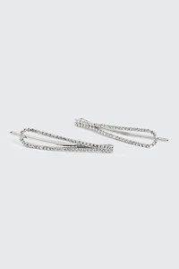 Ardene 2-Pack Rhinestone Bobby Pins in Silver
