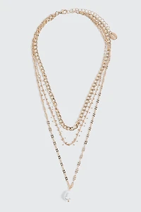 Collier superposé avec perle